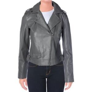 NWT LUCKY FAUX LEATHER GREY MOTO JACKET